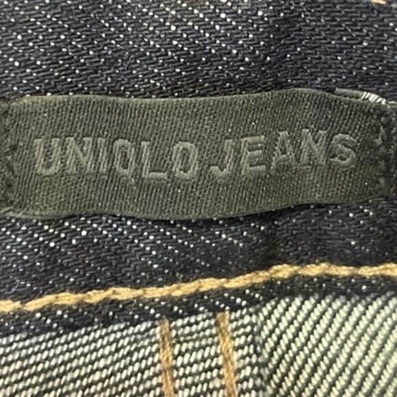 Uniqlo Women's Blue Dark Wash Straight Leg High Waist Denim Jeans Pants Size 24 - Picture 4 of 5